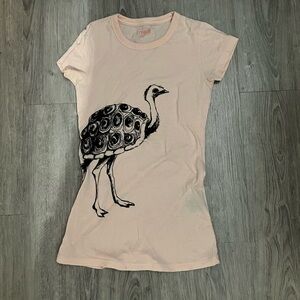2/$20 Pink T-Shirt with Ostrich Print